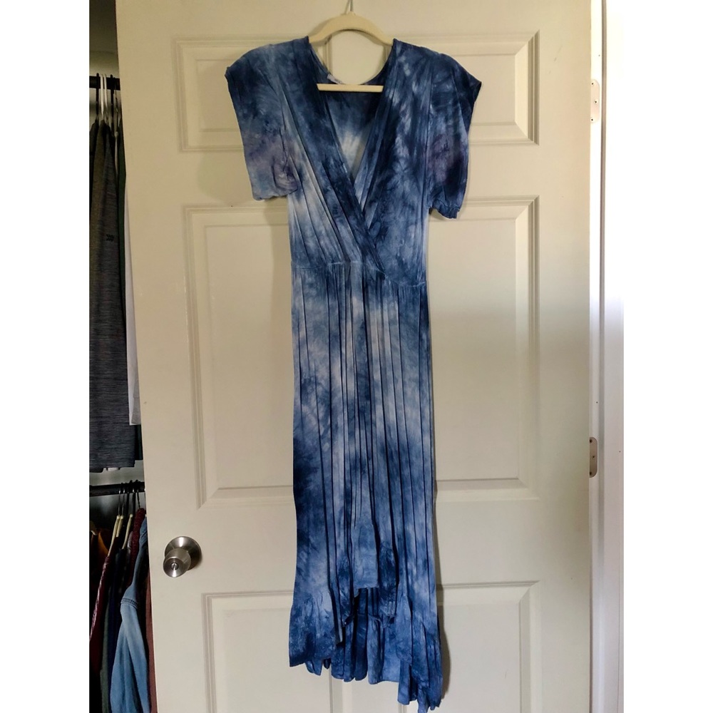 Blue Tie-Dye High-Low Dress - MULAYA Brand - Originally from Spain